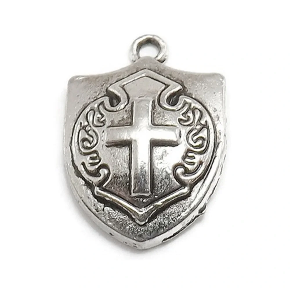 8pcs Cross Shield Charms, jewelry making supplies